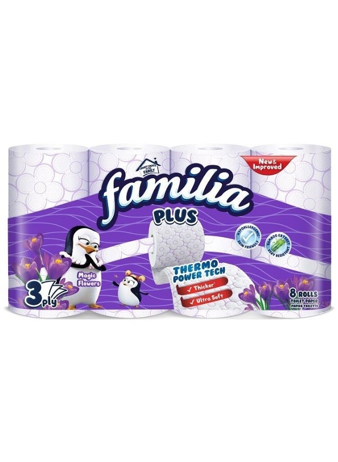 فاميليا مناديل تواليت ملونة 8 لفات – ناعمة ومعطرة برائحة منعشة – امتصاص عالي، متينة، آمنة على البشرة، مثالية للاستخدام اليومي في الحمام - Image 2