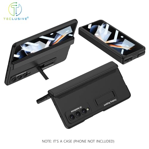 T TECLUSIVE Ultra Luxury Full Protection Case Cover with Magnetic Hinge Protection Compatible for Galaxy Z Fold 5 | Slim Front Tempered Glass Case with Hidden Stand (Black, Fold 5) - Image 2
