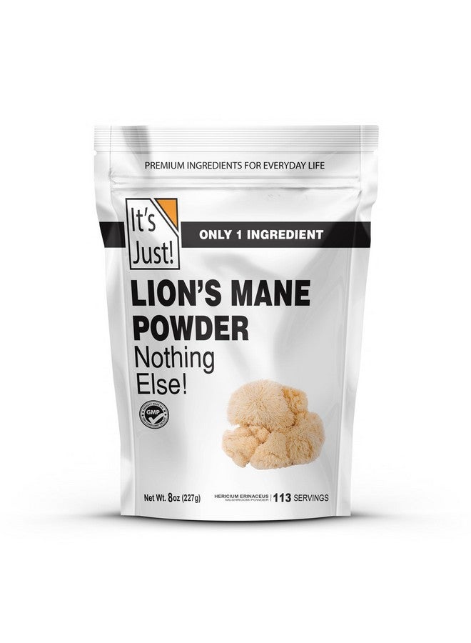 It's Just! - Lion's Mane Mushroom Powder, Natural Raw Superfood, Brain Support, Immune Health, Boost Energy, Non-GMO, 8oz - Image 1