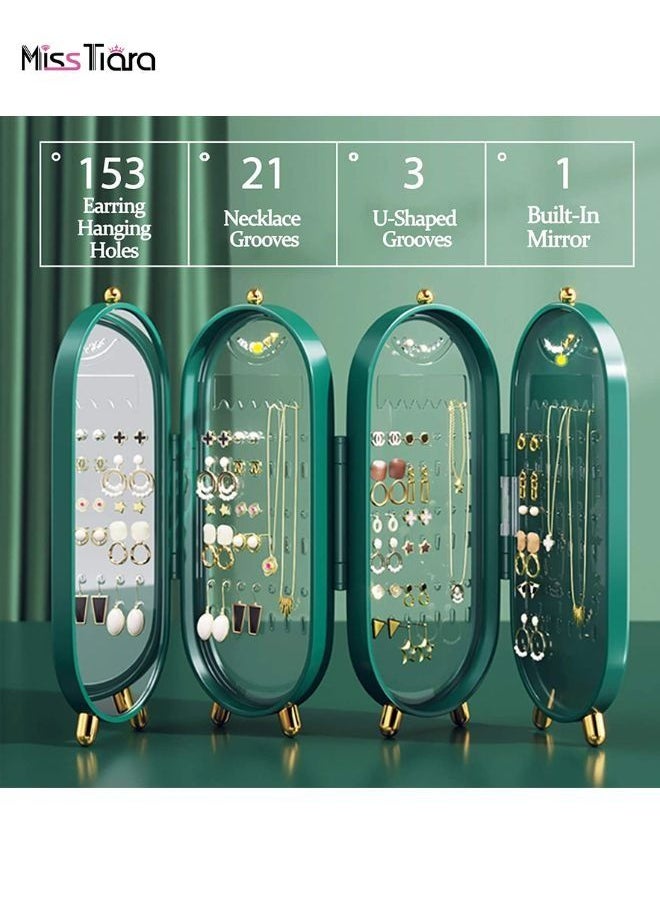 MissTiara - 4 Tiers Foldable Acrylic Jewelry Organizer Display Stand Box with Mirror - Image 1