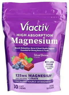 Viactiv High Absorption Magnesium Mixed Berries 125 mg 30 Soft Chews 