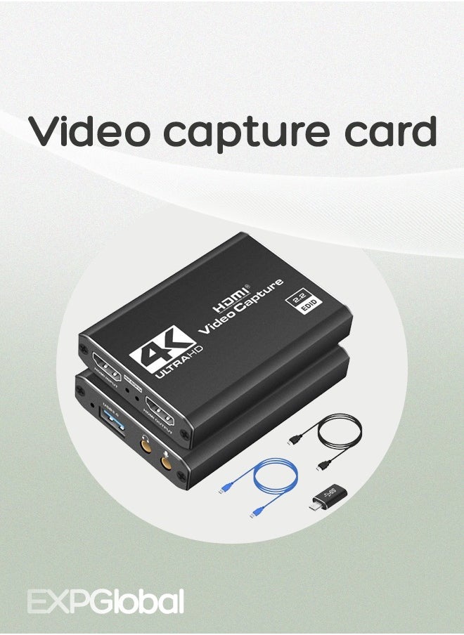 إكسبجلوبال بطاقة كابشر محمولة لالتقاط الفيديو والصوت 4K USB 3.0 1080P HDMI بسرعة 60 اطارا في الثانية، محول كابشر للالعاب والبث المباشر والعروض التعليمية واجهزة العاب PS4 XBOX  - Image 1