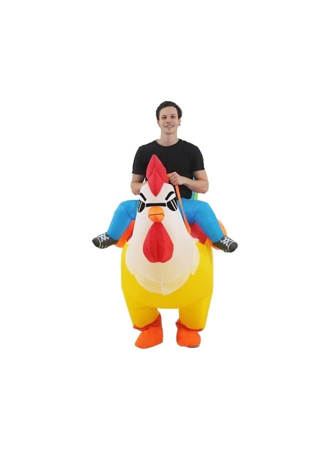 Inflatable Chicken Costume Funny Rooster Costume Riding Chicken Costume Halloween Costumes Men Women Blow up Costumes - Image 2