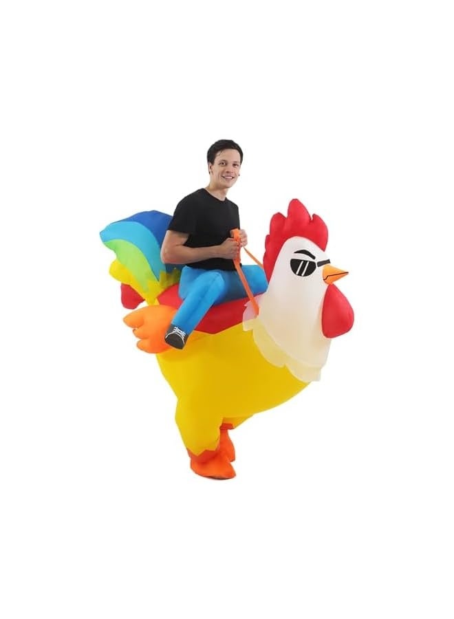 Inflatable Chicken Costume Funny Rooster Costume Riding Chicken Costume Halloween Costumes Men Women Blow up Costumes - Image 1