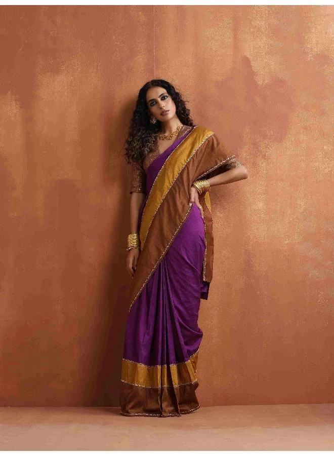 trueBrowns Purple Silk Ready To Wear Saree