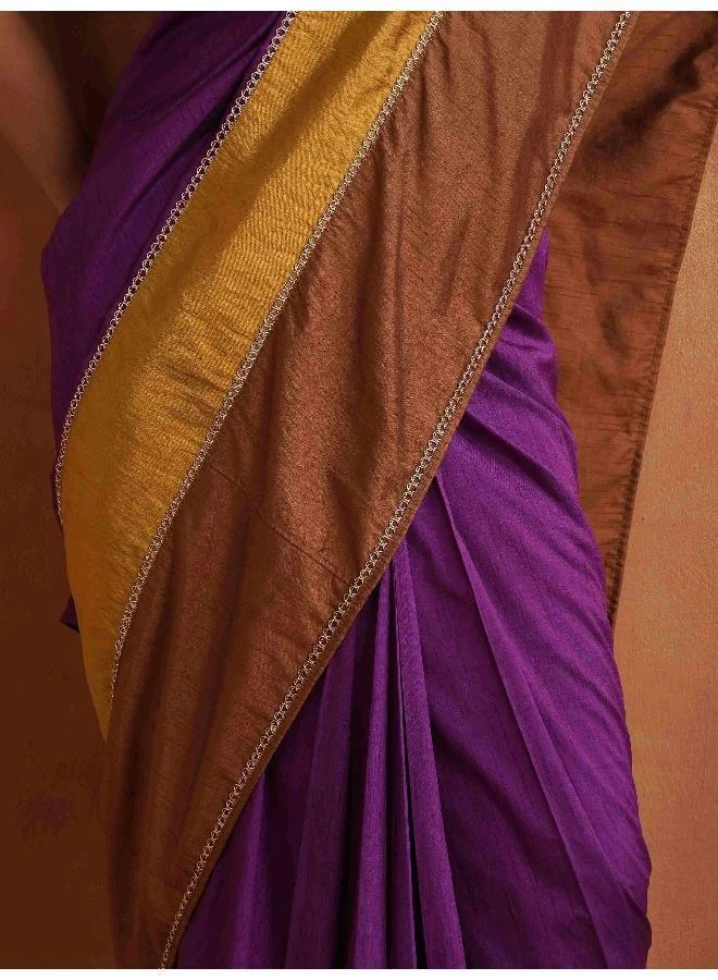 trueBrowns Purple Silk Ready To Wear Saree