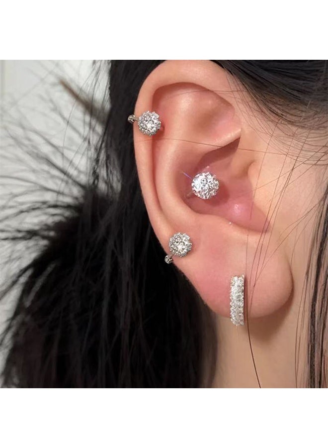 أقراط نسائية من فضة S925 بإبرة، براقة للغاية بالكامل بألماس، فاخرة وخفيفة، تصميم مميز، شعور عالي المستوى، أقراط أذن جديدة ستودز - Image 5