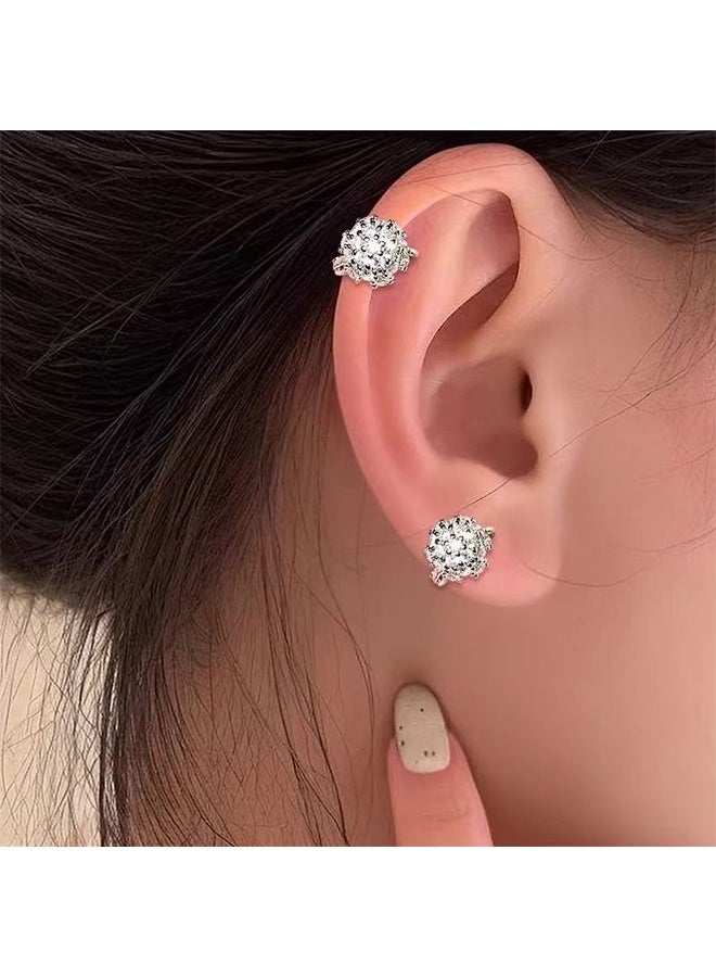 أقراط نسائية من فضة S925 بإبرة، براقة للغاية بالكامل بألماس، فاخرة وخفيفة، تصميم مميز، شعور عالي المستوى، أقراط أذن جديدة ستودز - Image 4