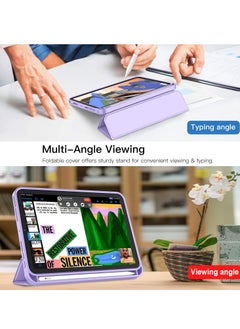 MIGOFAST IPad Mini 7 Case 2024  A17 Pro 8.3-Inch iPad Mini 7th Generation Case with Pencil Holder Trifold Stand Smart Case with Soft TPU Back Purple  - Image 3