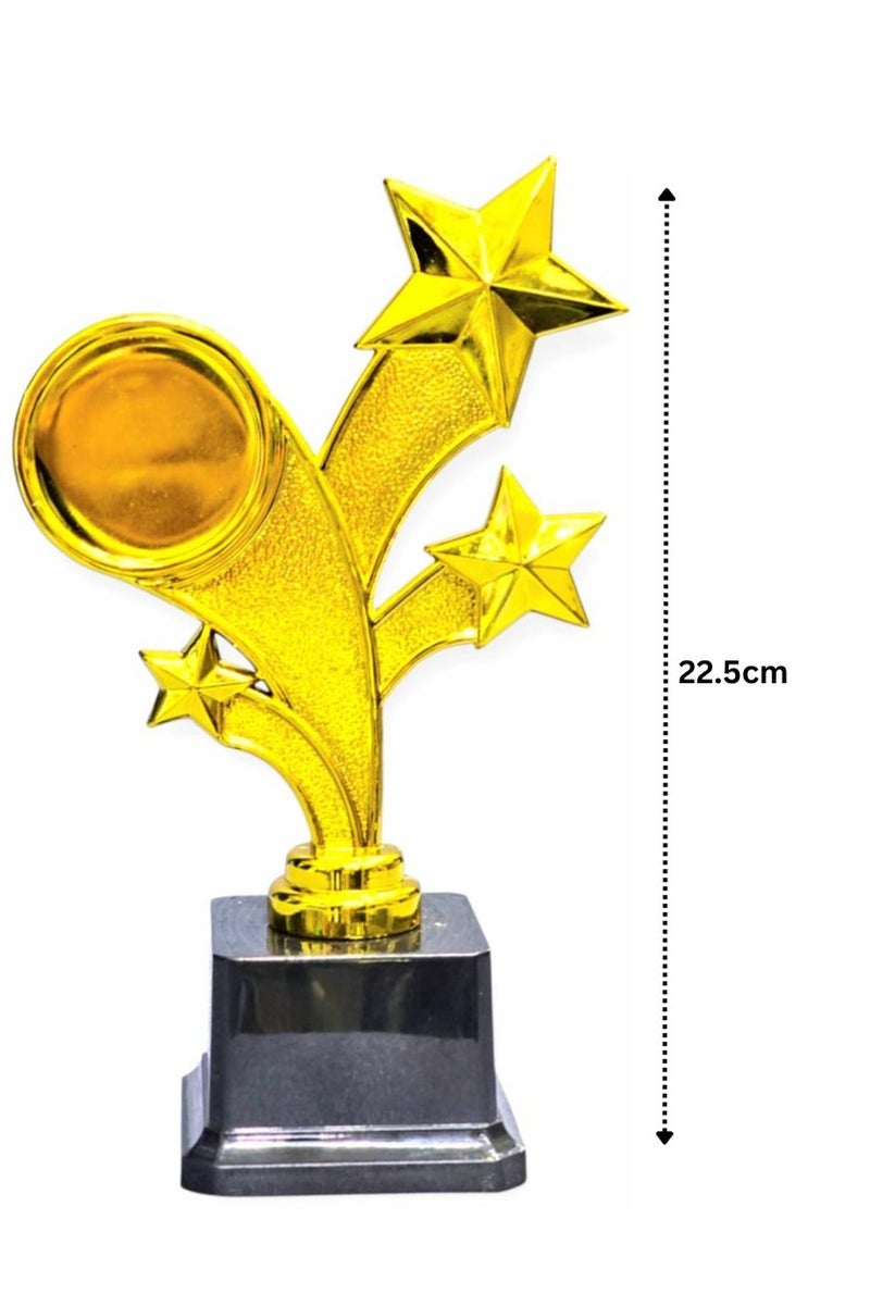 سبال كأس النجمة الذهبية مقاس 22.5 سم - كأس جائزة الإنجاز الأنيقة بقاعدة سوداء متينة للمسابقات والفعاليات - Image 2