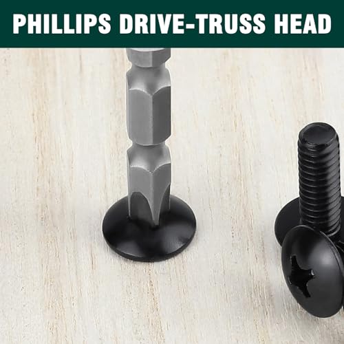 EASTLO #8-32 x 3/4" Truss Head Machine Screws Black, Phillips Drive, 304 Stainless Steel 18-8, Black Oxide Coated Finish, Corrosion Resistant Round Head Machine Screws, Full Thread, Coarse Thread, 100 PCS - Image 2