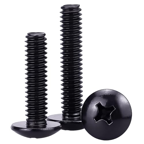 EASTLO #8-32 x 3/4" Truss Head Machine Screws Black, Phillips Drive, 304 Stainless Steel 18-8, Black Oxide Coated Finish, Corrosion Resistant Round Head Machine Screws, Full Thread, Coarse Thread, 100 PCS - Image 1