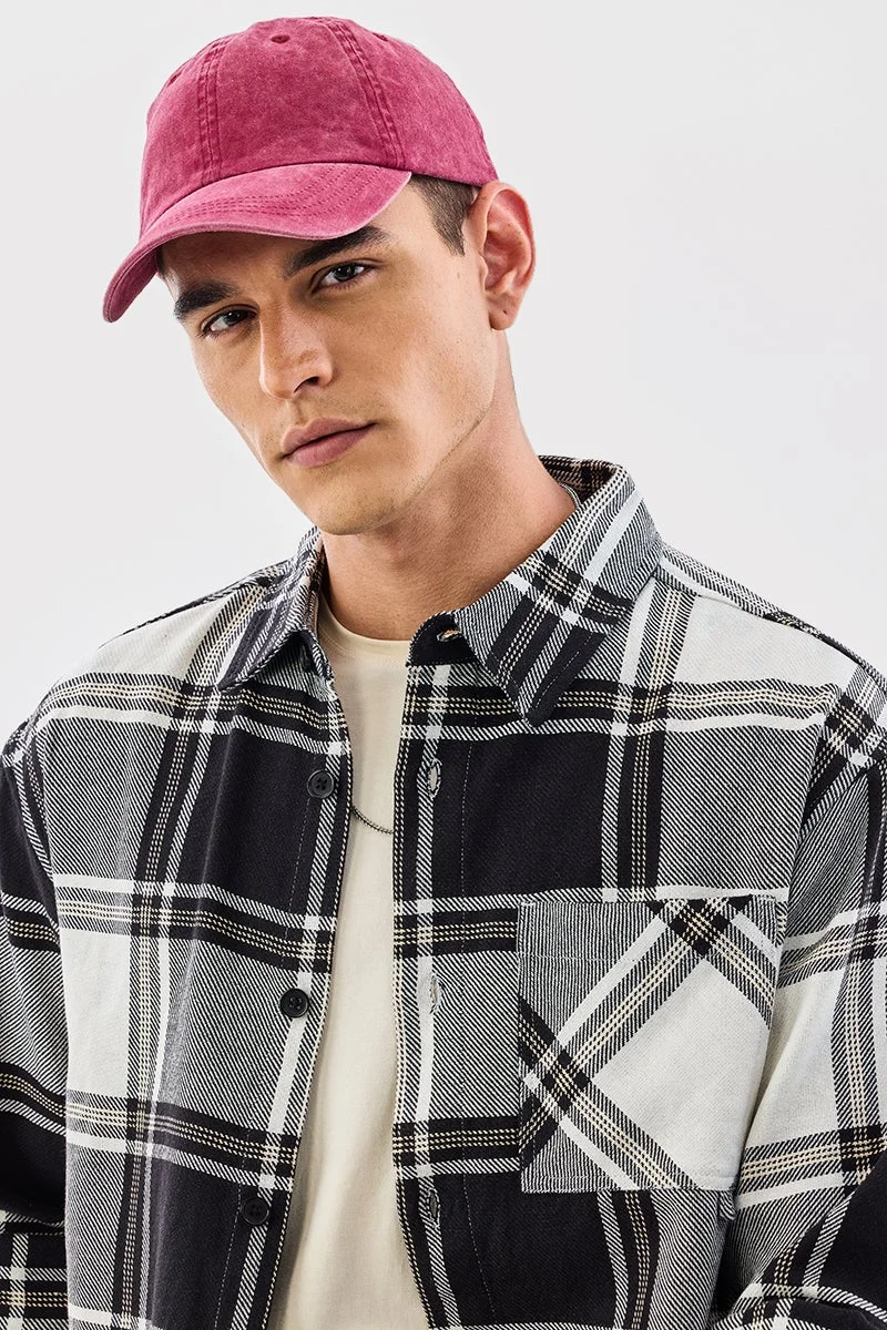 سنيتش Black Checkered Long Sleeve Relaxed Overshirt