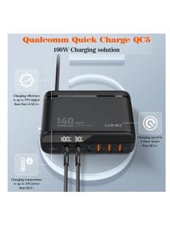 LDNIO LDNIO A6140C 140W GaN Super Fast Desktop 6-Port Charger, EU Plug With Type-C To Type-C - Black  - Image 3