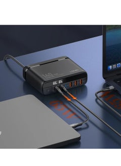 LDNIO LDNIO A6140C 140W GaN Super Fast Desktop 6-Port Charger, EU Plug With Type-C To Type-C - Black  - Image 4