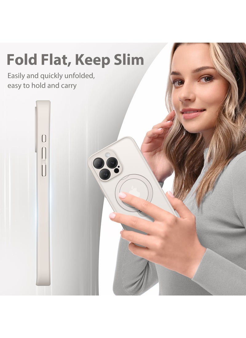 TONGATE - Magnetic Phone Case for iPhone 15 Pro Max 360° Rotating Invisible Stand Design Full-Body Shockproof and Drop-Resistant High-Strength Translucent Protective Case Perfectly Compatible with MagSafe Off White - Image 1