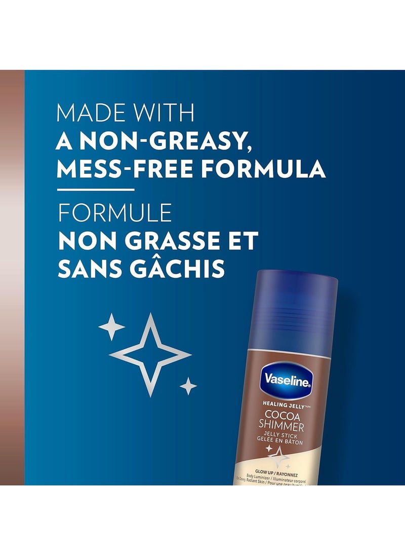 Vaseline Lotion Bundle, Cocoa Shimmer Jelly Stick Highlighter & Luminizer + All Over Body Balm Stick, Vaseline Cocoa Butter, Body Balm Skin Care Set, Petroleum Jelly for Dry Skin (4 Piece Set) - Image 2