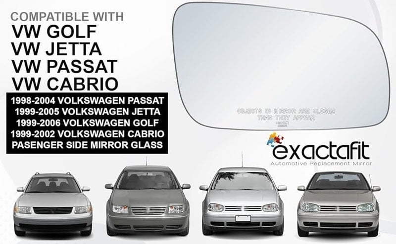 Rugged TUFF exactafit 8220R Passenger Side Mirror Glass Replacement Plus 3m Adhesives Compatible With Volkswagen Cabrio Golf Jetta Passat Right Hand Door Wing RH Room to room portable - Image 4