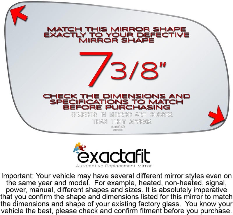 Rugged TUFF exactafit 8220R Passenger Side Mirror Glass Replacement Plus 3m Adhesives Compatible With Volkswagen Cabrio Golf Jetta Passat Right Hand Door Wing RH Room to room portable - Image 3
