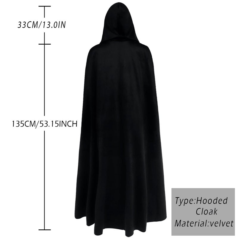 L'VOW Viking Hooded Cape Medieval Cloak with Brooch Chain Renaissance Black Cape with Hood for Halloween Assassin Costume - Image 5