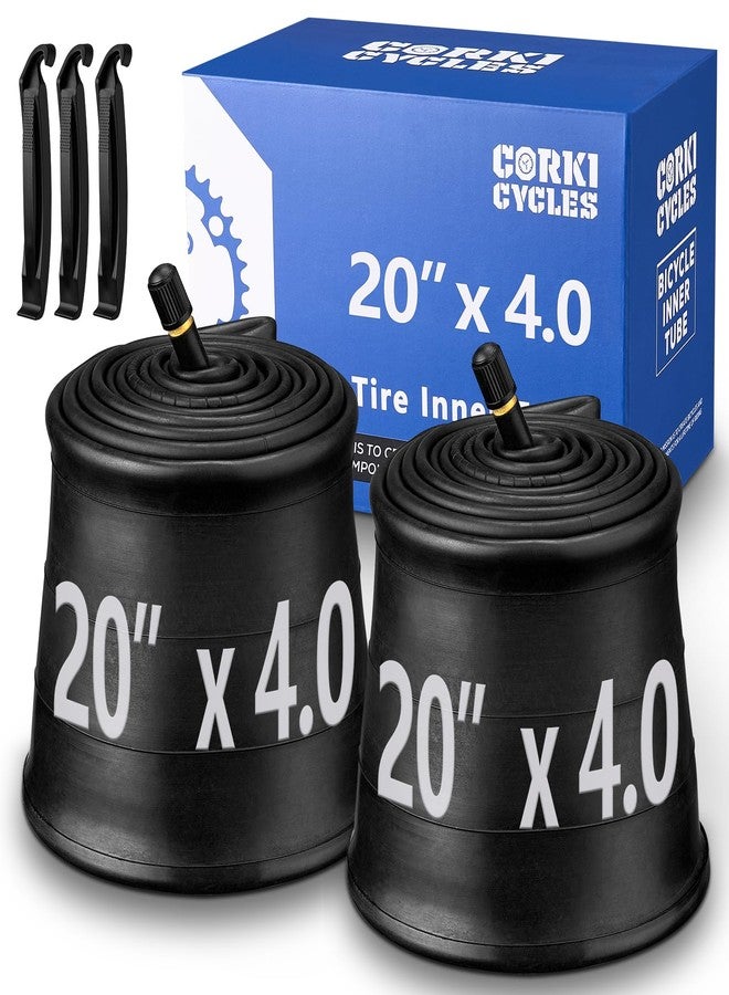 Corki Cycles 20x4.0 Fat Tire Tube, 20 x 4 Bike Inner Tube with 32mm Schrader Valve Heavy Duty Butyl Rubber for E-Bikes BMX Folding Bicycles - 2 Pack - Image 1