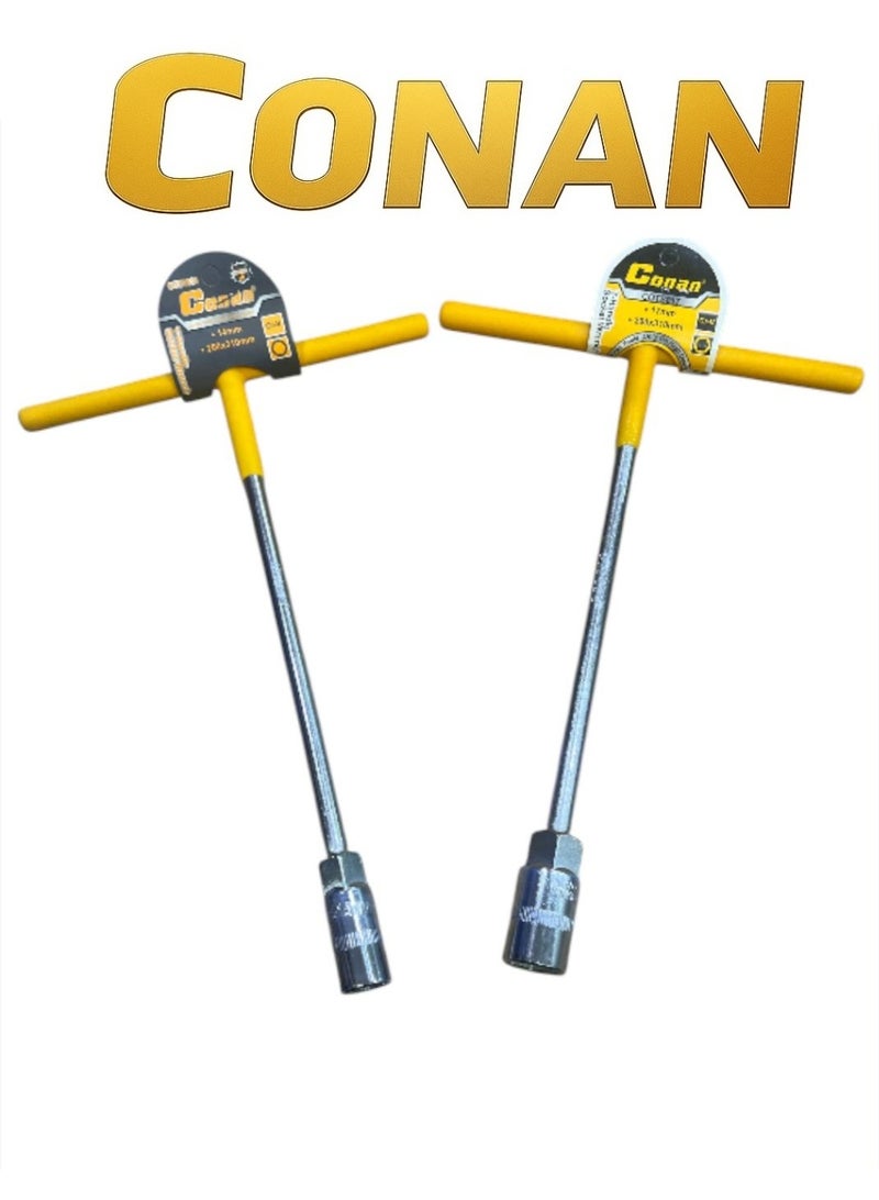 CONAN T-Handle Socket Wrench – 14mm & 17mm – High-Quality Cr-V Steel – Comfortable Grip – 200×310 mm - Image 2