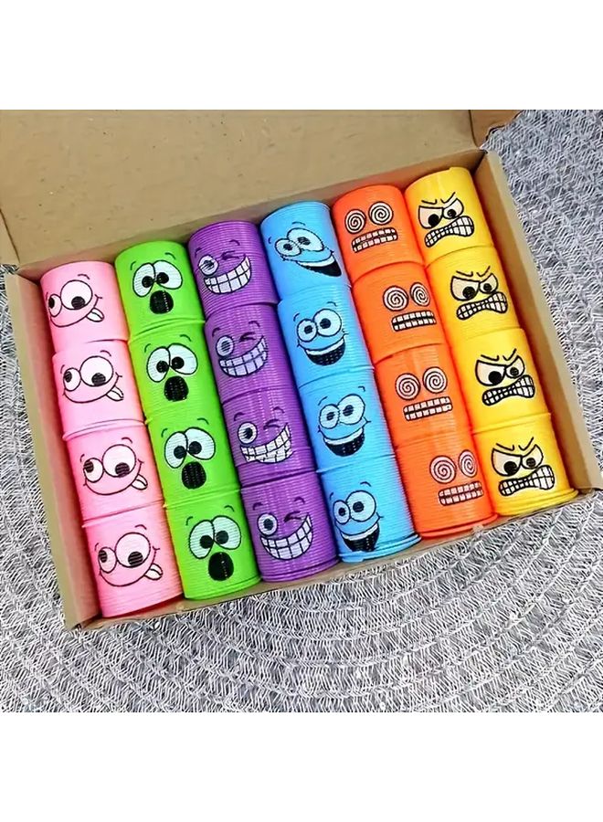 24pcs Spring Action Cartoon Toys With Colorful Faces For Party Favors And School Prizes - Image 1