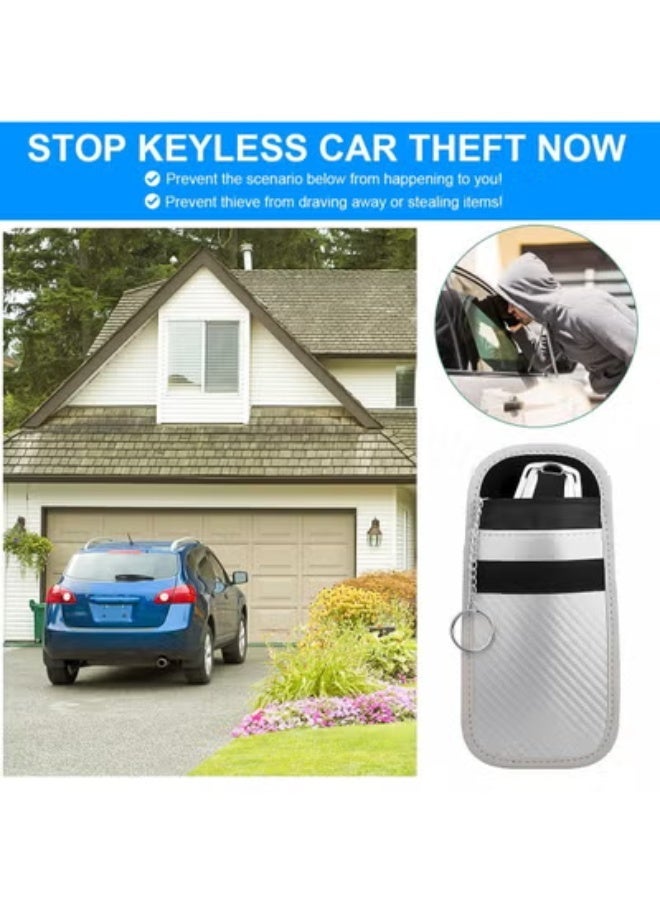 COYO 1PCS Car Faraday Bags for Key Fob, Carbon Firber Vehicle RFID Signal Blocking Key Fob Protector, Anti-Theft Auto Key Signal Shielding Protective Pouch, Universal for SUV, Sedan, Truck (Silver) - Image 4