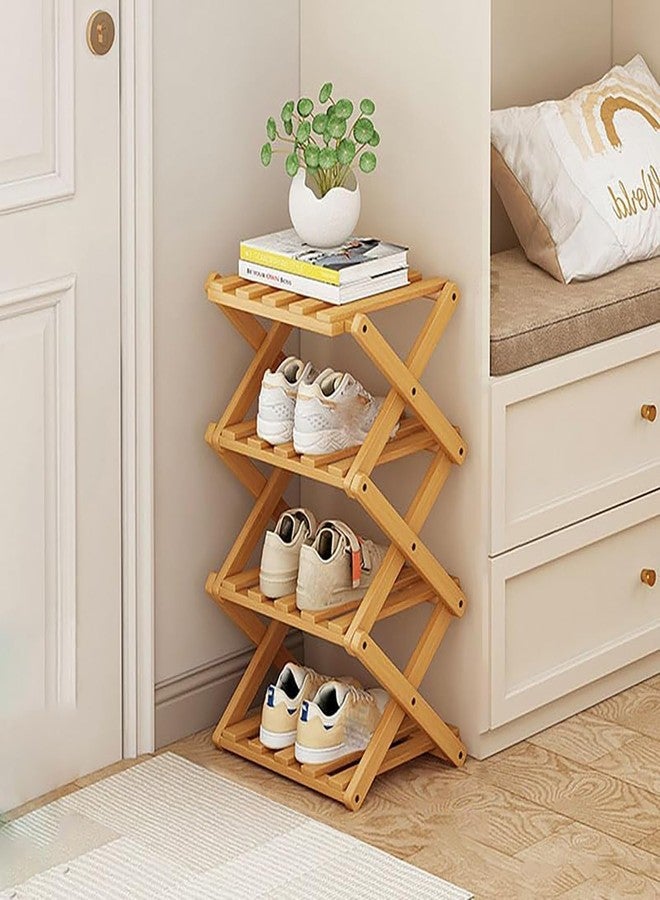 SuperRC Vertical Shoe Rack Small Narrow Shoe Racks 4-Tier Folding Shoe Storage Rack No Installation Shoes Organizer Shelf Standing Storage Shoe Rack for Entryway Hallway Corridor Room Corner Storage - Image 1