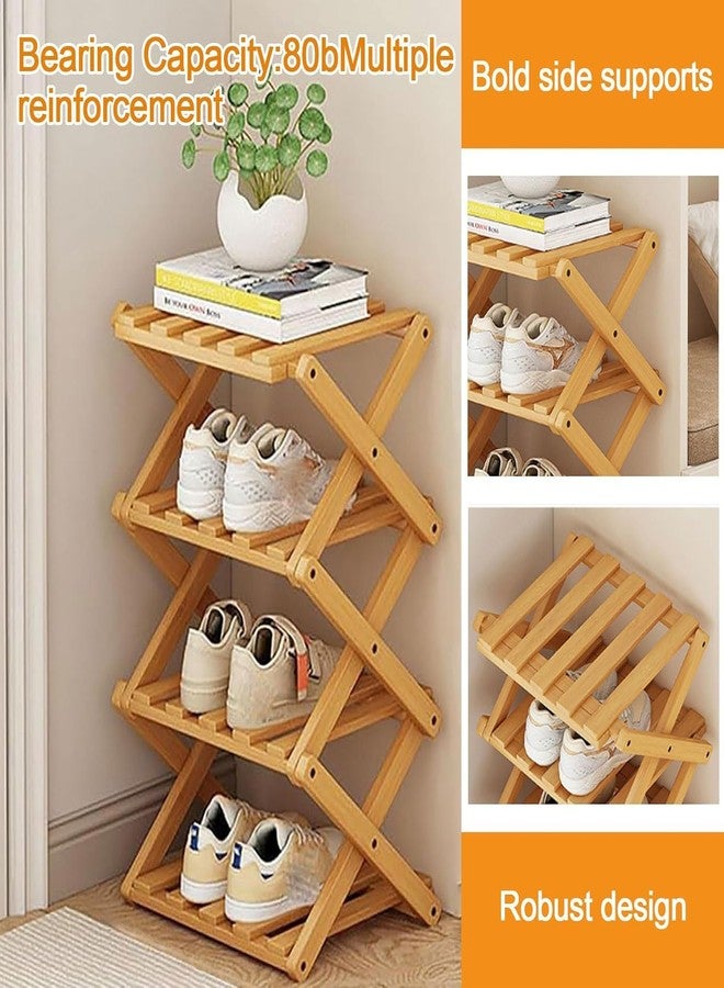 SuperRC Vertical Shoe Rack Small Narrow Shoe Racks 4-Tier Folding Shoe Storage Rack No Installation Shoes Organizer Shelf Standing Storage Shoe Rack for Entryway Hallway Corridor Room Corner Storage - Image 3