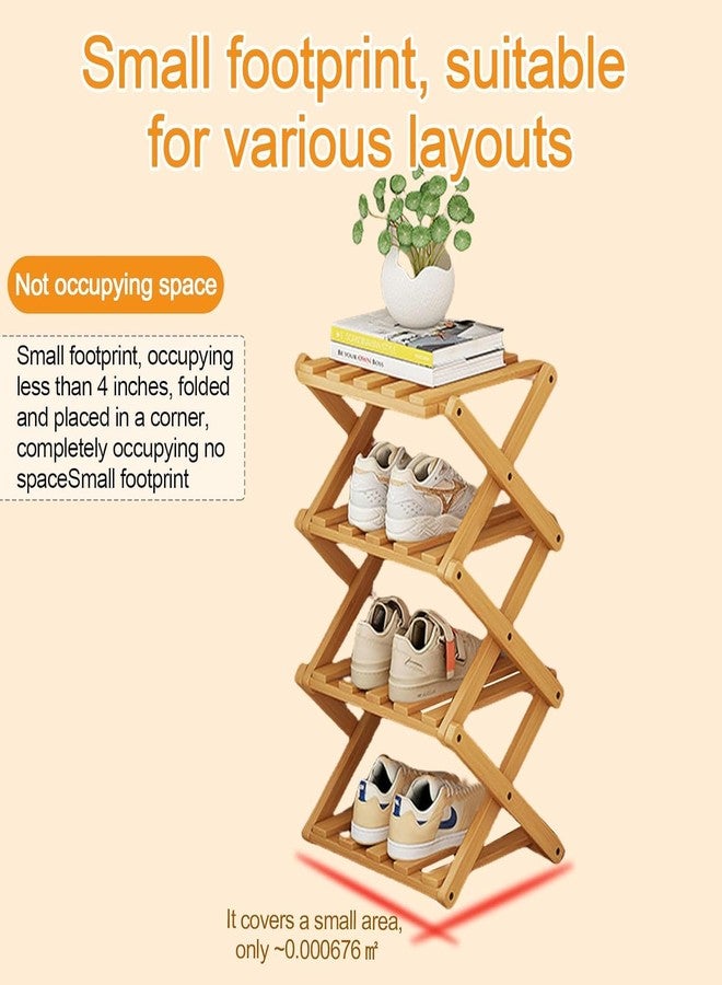 SuperRC Vertical Shoe Rack Small Narrow Shoe Racks 4-Tier Folding Shoe Storage Rack No Installation Shoes Organizer Shelf Standing Storage Shoe Rack for Entryway Hallway Corridor Room Corner Storage - Image 4