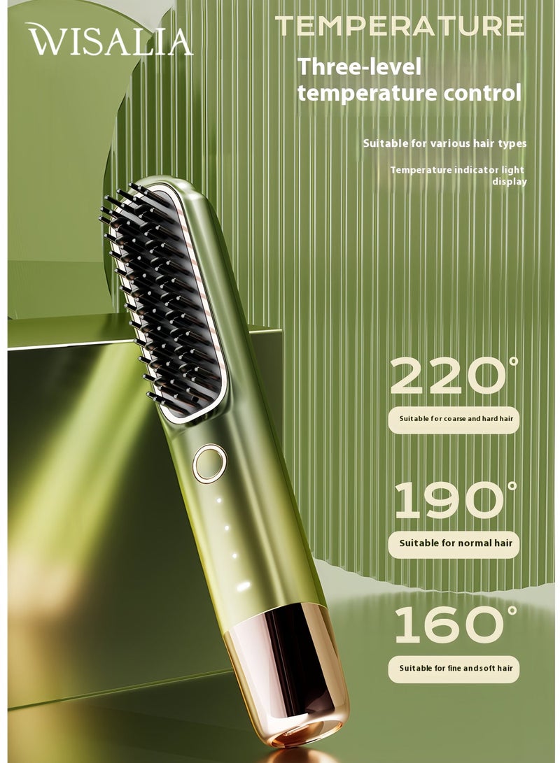 فيساليا فرشاة فرد شعر لاسلكية - فرشاة تسريح قابلة للشحن بالنوع سي بثلاث مستويات حرارة وتقنية الأيونات، لمظهر أملس في السفر والمنزل - Image 1
