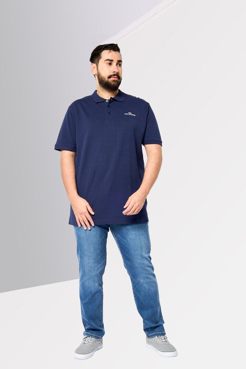 JOHN RICHMOND Men Regular Fit Brand Logo Short Sleeves Polo Shirt, Navy - Image 3