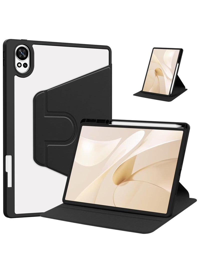 VKL Hybrid Case Compatible with Huawei MatePad 12X/Matepad Air 12" 2024 Cover, Clear Acrylic Multi-Angle Hard PC Case with Pen Holder Protective Stand Cover for Huawei MatePad 12X 12inch (Black) - Image 1