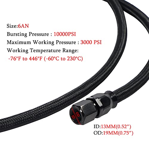 YESHMA AN6 PTFE 7Ft Transmission Cooling Lines Hose Compatible With 4L60 700R4 TH350 CBC350 TH400 3L80 Transmission Cooler line Hose Fitting E85 Nylon Stainless Steel Braided Lines X 2 - Image 4