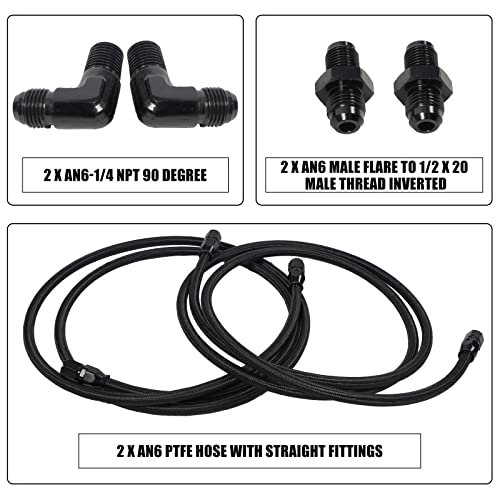 YESHMA AN6 PTFE 7Ft Transmission Cooling Lines Hose Compatible With 4L60 700R4 TH350 CBC350 TH400 3L80 Transmission Cooler line Hose Fitting E85 Nylon Stainless Steel Braided Lines X 2 - Image 5