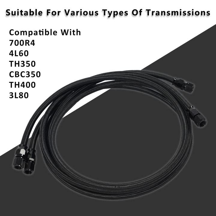 YESHMA AN6 PTFE 7Ft Transmission Cooling Lines Hose Compatible With 4L60 700R4 TH350 CBC350 TH400 3L80 Transmission Cooler line Hose Fitting E85 Nylon Stainless Steel Braided Lines X 2 - Image 2