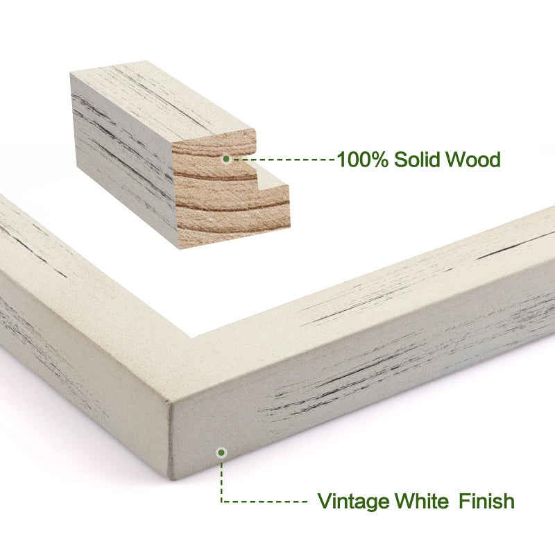 Emfogo 4x6 Picture Frame, Pack of 2 Photo Frame with Real Glass, Solid Wood Rustic Picture Frames 4x6 Display for Wall Decor (Vintage White) - Image 4