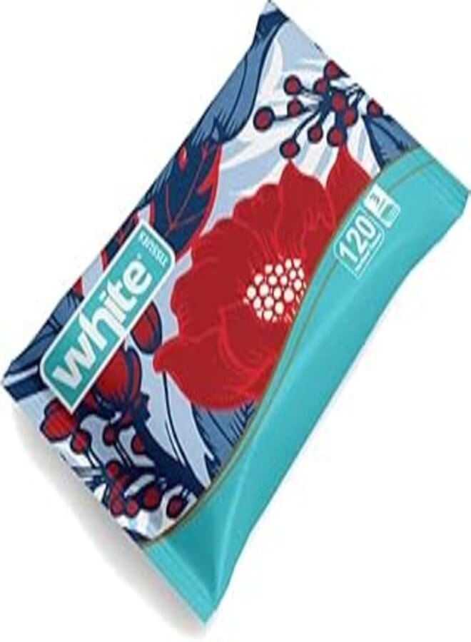 White عبوة من 120 منديلًا أبيضًا بأشكال متنوعة