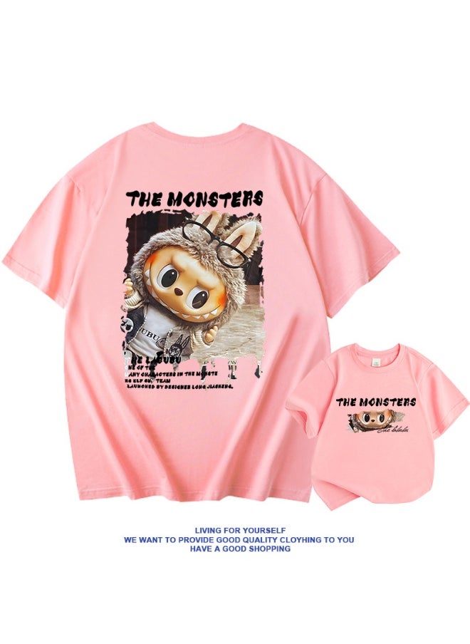 LABUBU Labubu Cartoon Casual T-Shirt - Unisex Short Sleeve Couple's Cotton Tee, Cute and Versatile Top 