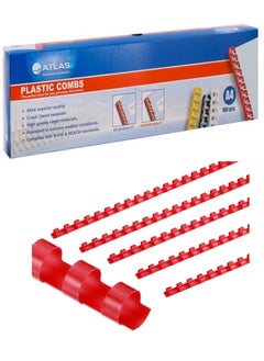 ATLAS 100-Piece Plastic Binding Combs 10mm Width Red  - Image 1