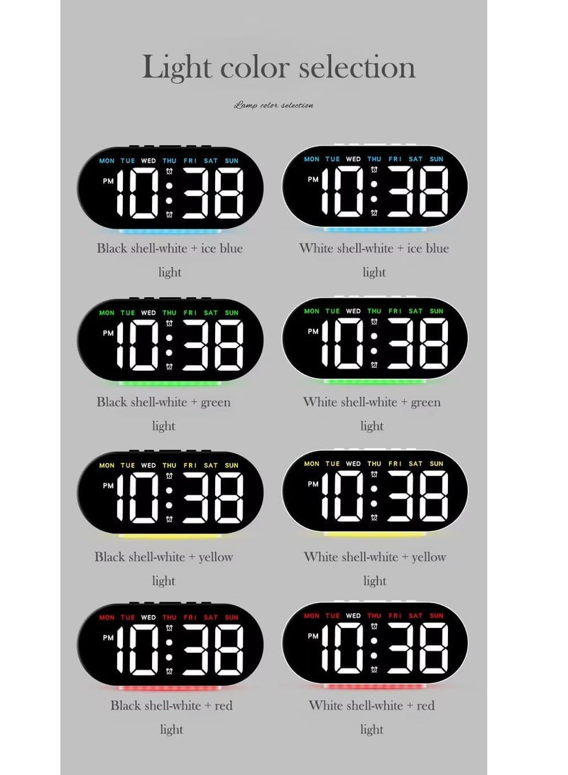 ساعه منبه رقميه حجم صغير باضاءه خلفيه ليد تعرض الوقت والتاريخ ودرجه الحراره لون اصفر - Image 3