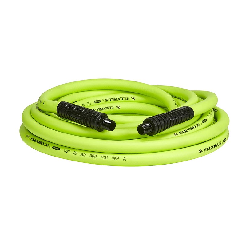 Flexzilla Air Hose 12 in x 25 ft 38 in MNPT Fittings Heavy Duty Lightweight Hybrid ZillaGreen HFZ1225YW3
