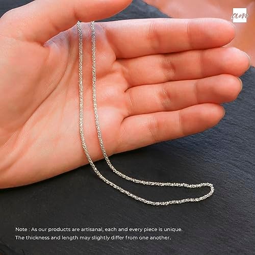 Amberta Italian 925 Sterling Silver Diamond Chain for Women - 1.7 mm Snow/Rock Silver Chain Necklace: 18 inch/ 45 cm Silver Choker Necklace - Image 4