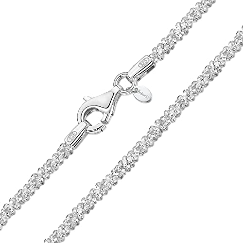 Amberta Italian 925 Sterling Silver Diamond Chain for Women - 1.7 mm Snow/Rock Silver Chain Necklace: 18 inch/ 45 cm Silver Choker Necklace - Image 1