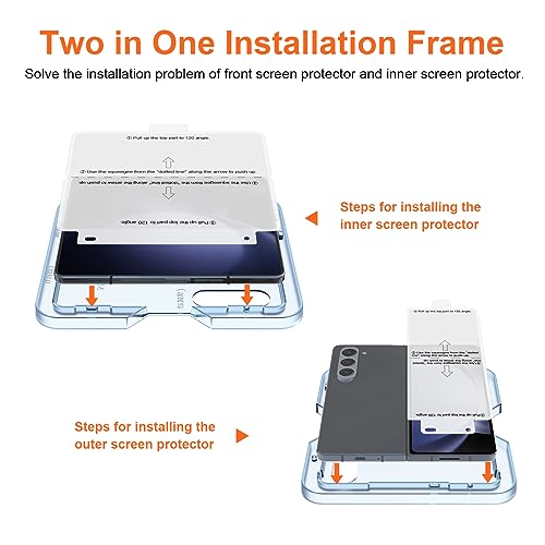 KCT TPU Screen Protector Compatible with Samsung Galaxy Z Fold 5 / Samsung Galaxy Z Fold 4 5G (2023/2022), Front & Inner TPU Flexible Film, Auto-Repair, Bubble-Free, Positioning Frame - Image 3