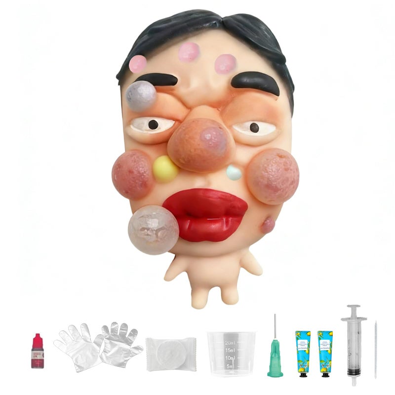 CIYOJA Pimple Popping Toy Squishy Toys Stress Relief Squeeze Toy Large Reusable Silicone Pimple Popper Fidget Toy Set Soft Sensory Toy for Adults ASMR Satisfying Play Includes 2 Filling Creams PoutFace - Image 3