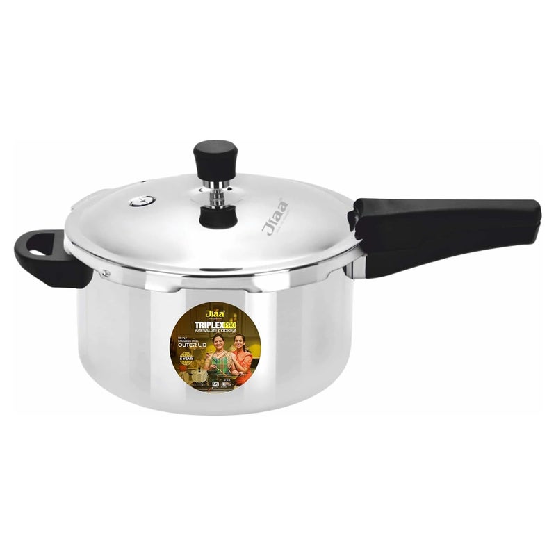 JIAA make life beautiful JIAA TRIPLEXPRO Triply Stainless Steel Pressure Cooker 3L Outer Lid Works on Induction Gas Perfect for Small Families 24 People Durable 3Layer Body ISI Certified 5Year Warranty - Image 1