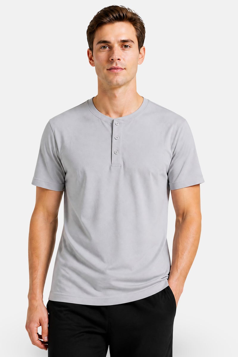 Gaiam Men Slim Fit Short Sleeve Training T-Shirt, Pale Grey - Image 1