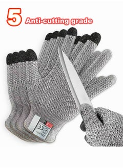 Level 5 excellent anti-cutting gloves, the mesh design in the gloves can buffer cutting, suitable for working environments that require fine operations, such as glass processing, metal cutting, trimming flowers and trees, kitchen cooking, etc., oyster peeling, fish and meat processing safety gloves Protect your hands from harm.(2 sets-4 pieces)